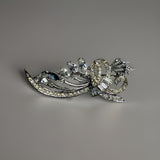 Vintage Floral Motif Rhinestone and Floral Pin Brooch 2 pieces