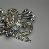 Vintage Floral Motif Rhinestone and Floral Pin Brooch 2 pieces