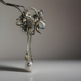 Vintage Silver-Tone Bolo Tie Rose Necklace 2 Pieces