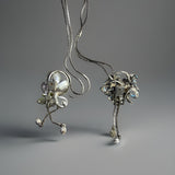 Vintage Silver-Tone Bolo Tie Rose Necklace 2 Pieces