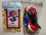 Puerto Rico Mini Boxing Gloves and Boricua Girl Mini Flag 