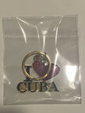 I Love Cuba Keychain with a Red Heart 