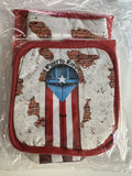 Puerto Rico Kitchen Pot Holder and Mitts 2 Piece Set Puerta 