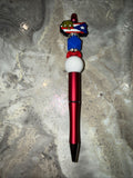 Puerto Rico Custom Handmade Beaded Pen PR Map with Flag and Coqui