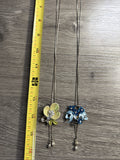 Vintage Silver-Tone Bolo Tie Rose Necklace 2 Pieces