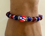 Puerto Rico Beads Flag elastic Bracelet 