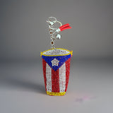 Puerto Rico flag Drum Bling Bling Keychain