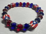Puerto Rico Beads Flag elastic Bracelet 