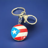 Puerto Rico Round flag keychain