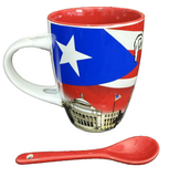 Puerto Rico Flag Cup, Mug with ceramic spoon