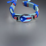 Puerto Rico Flag Leather Bracelet Oval