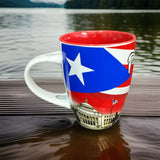 Puerto Rico Flag Cup, Mug with ceramic spoon