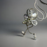 Vintage Silver-Tone Bolo Tie Rose Necklace 2 Pieces