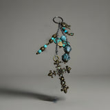 VINTAGE CROSS JADE AND PATINA CHARM KEYCHAIN