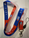 Cuba Flag Landyard with Id Holder White Clip 