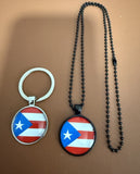 Puerto Rico Flag Set Necklace and Keychain 
