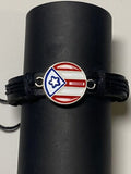 Puerto Rico Leather Bracelet With Round Flag 