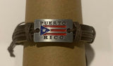 Puerto Rico Leather Cast Flag Bracelet 