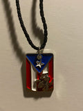 Puerto Rico Flag Necklace Cast with Coqui