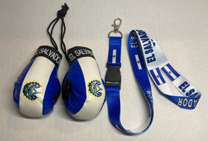 El Salvador Mini Hanging Boxing Gloves with Landyard Keychain Lot