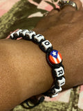 Puerto Rico Letter Macrame Bracelets one Flag