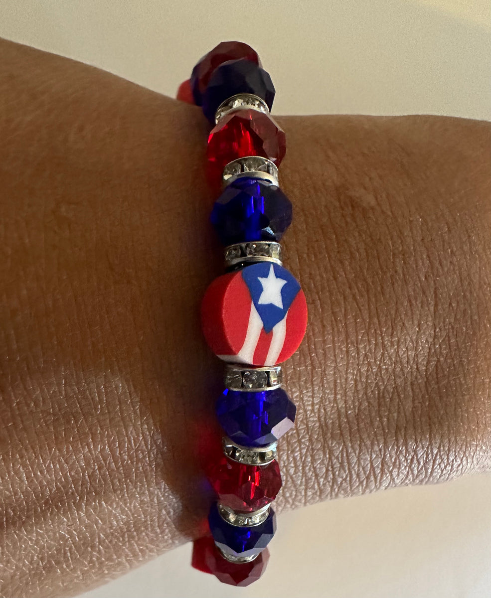 Puerto Rico Beads Flag elastic Bracelet – Boricuba Store