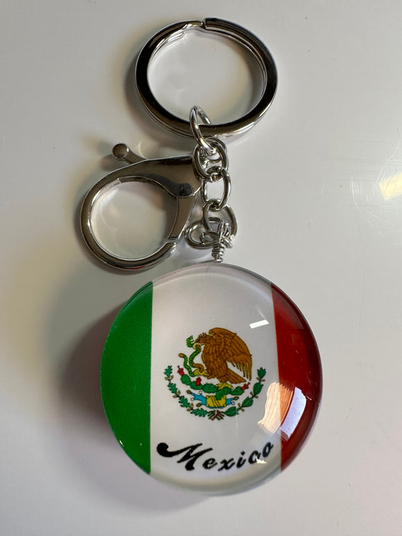 Mexico Keychain Round  Flag