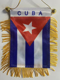 Cuba Cuban Mini Banner 4x6 Flag and  Escudo  Car Window Rearview.