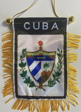 Cuba Cuban Mini Banner 4x6 Flag and  Escudo  Car Window Rearview.