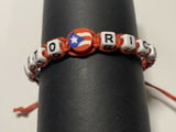 Puerto Rico Letter Macrame Bracelets one Flag