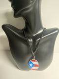 Puerto Rico Necklace Round Charm with Puerto Rico Written on the Bottom
