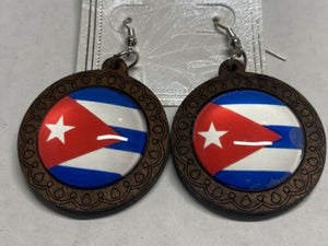 Cuba Flag Earrings wood Carnival Festival Flag