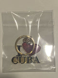 I Love Cuba Keychain with a Red Heart